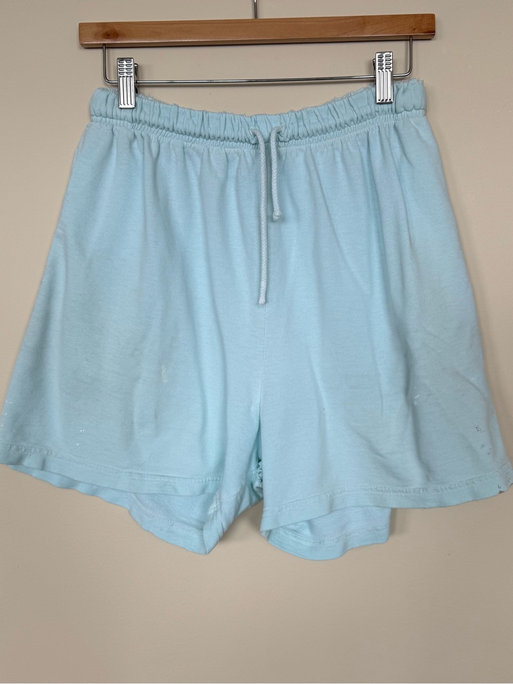 Vintage 90’s NYC Sport Light Blue Cotton Drawstring Shorts Size Medium Casual